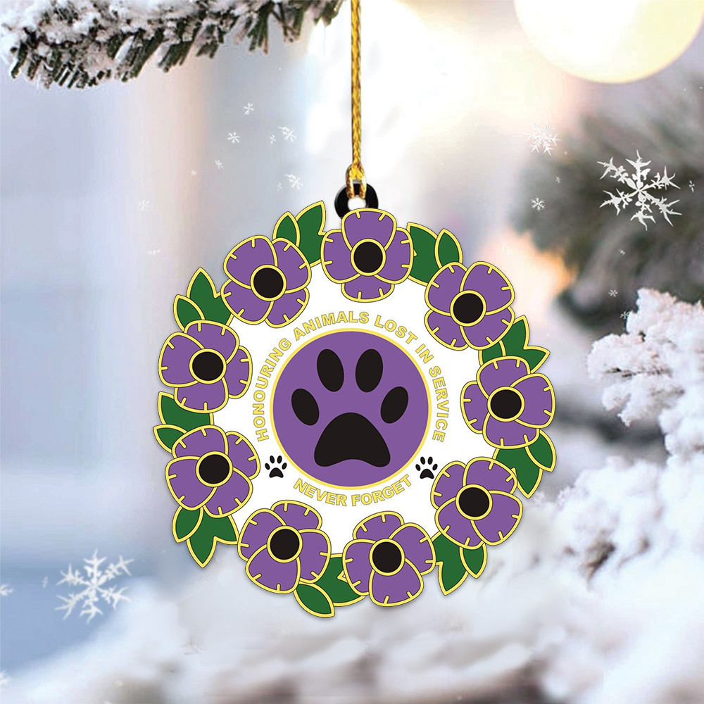 Honouring Animals Lost In Serve Never Forget Ornament Purple Poppy Remembrance Animals