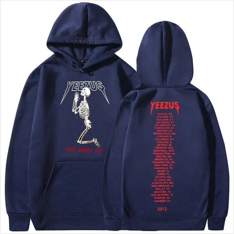Hoodie Flowingwaterpress Rapper Kanye West Skeleton Print Gifts For Besties Merch Clothing