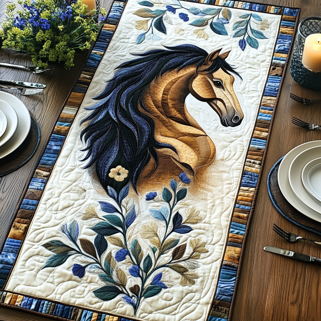 Hoofprints Dust Quilted Table Runner Elegant Holiday Table Runners Gifts For Horse Lovers Men