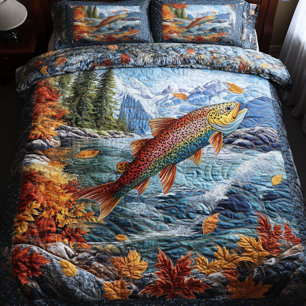 Hook Splash Quilted Bedding Set Duvet Cover Bed Sheet Set Best Gifts For Fisherman 2025