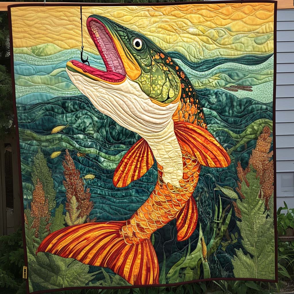 Hooked Pike Quilted Blanket Cute Blankets For Bed