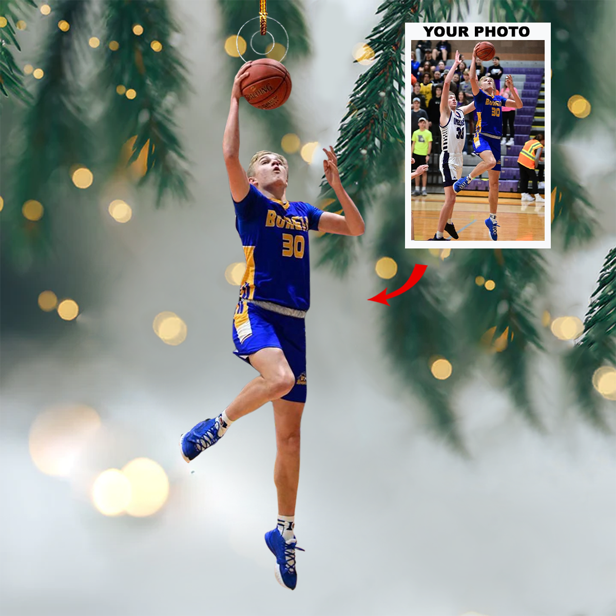 Hoops Fever Personalized Photo Mica Ornament Gift For Basketball Players Basketball Lo
