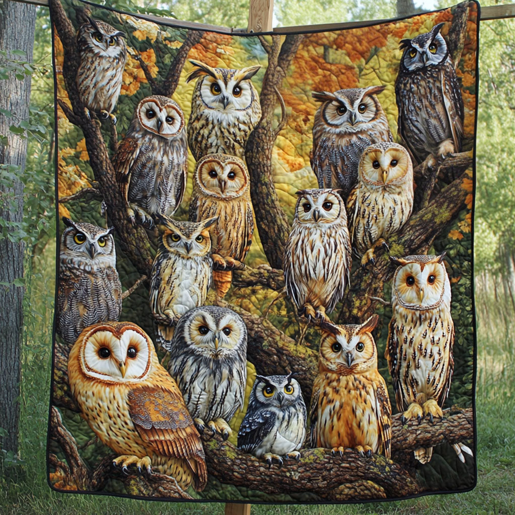 Hooting Harmony Quilted Blanket Home Bedding Decor Owl Themed Christmas Gifts