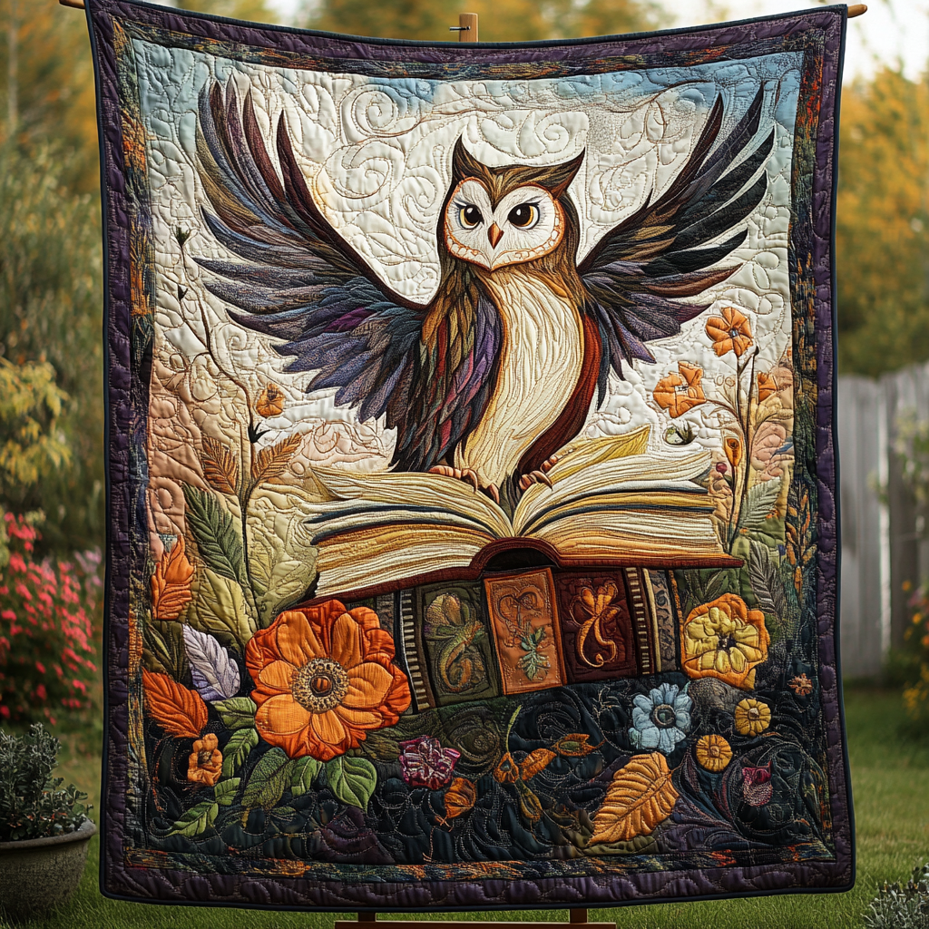 Hoots and Books Quilted Blanket Owl Blanket Idea Gifts For Her