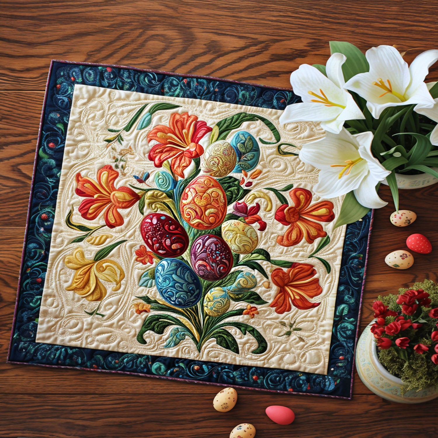 Hop into Easter Quilted Place Mat Home Decor Items Cute Easter Gifts For Wife