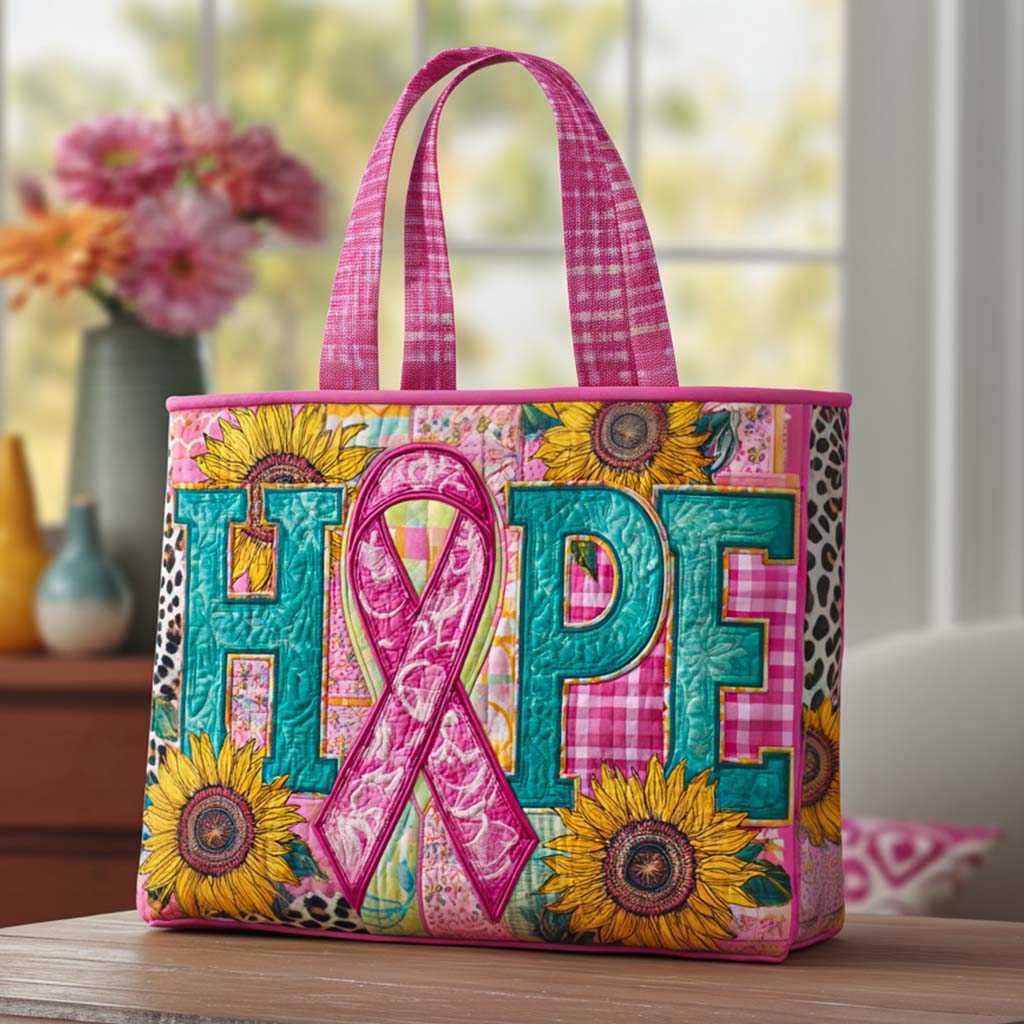 Hope in Bloom Quilted Tote Bag Breast Cancer Recovery Gifts