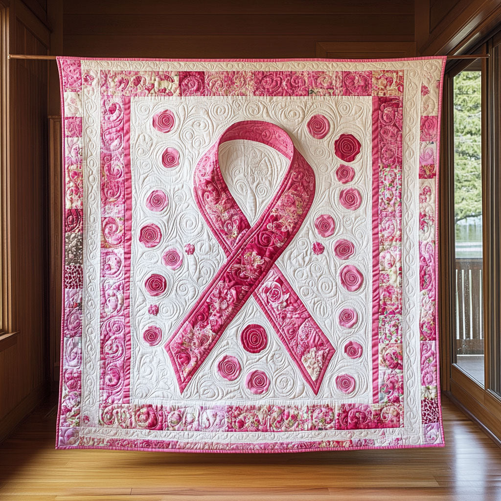 Hope Ribbon Quilt Soft Quilt Blanket Gift for Comfortable Nights