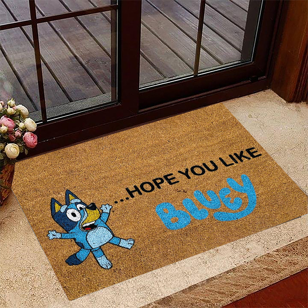 Hope You Like Bluey Doormat Cute Bluey Welcome Mat For Front Entrance Door Merch Gifts