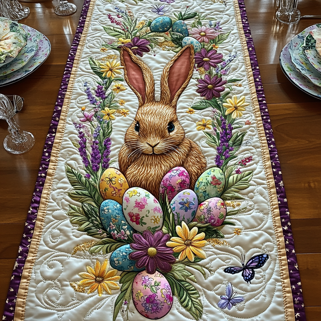 Hoppy Charm Quilted Table Runner Easter Table Ideas Great Family Gifts