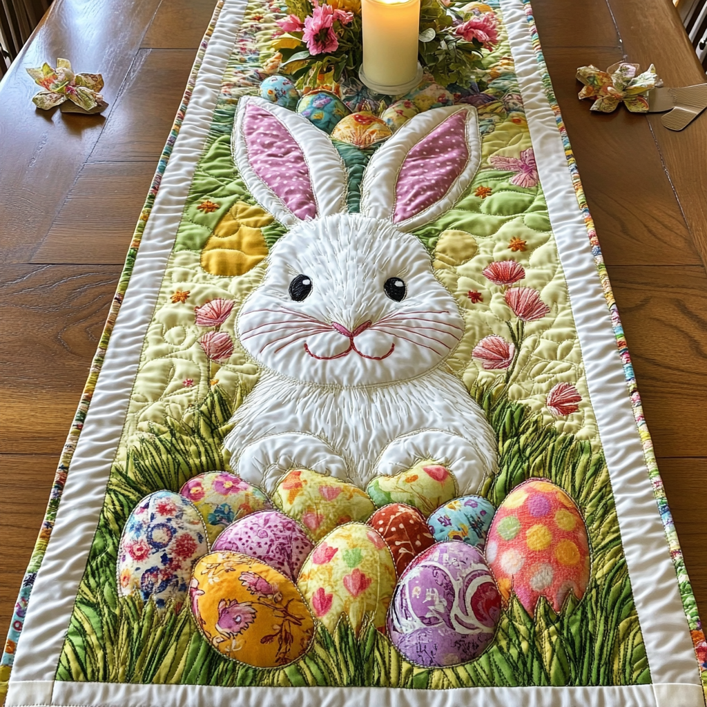Hoppy Dreams Quilted Table Runner Rustic Easter Table Decor Good Family Gifts