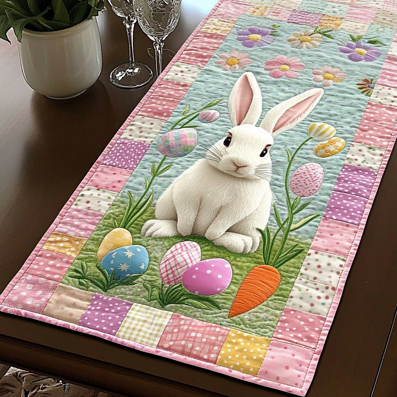 Hoppy Harvest Quilted Table Runner Easter Table Runner Easter Spring Table Decorations
