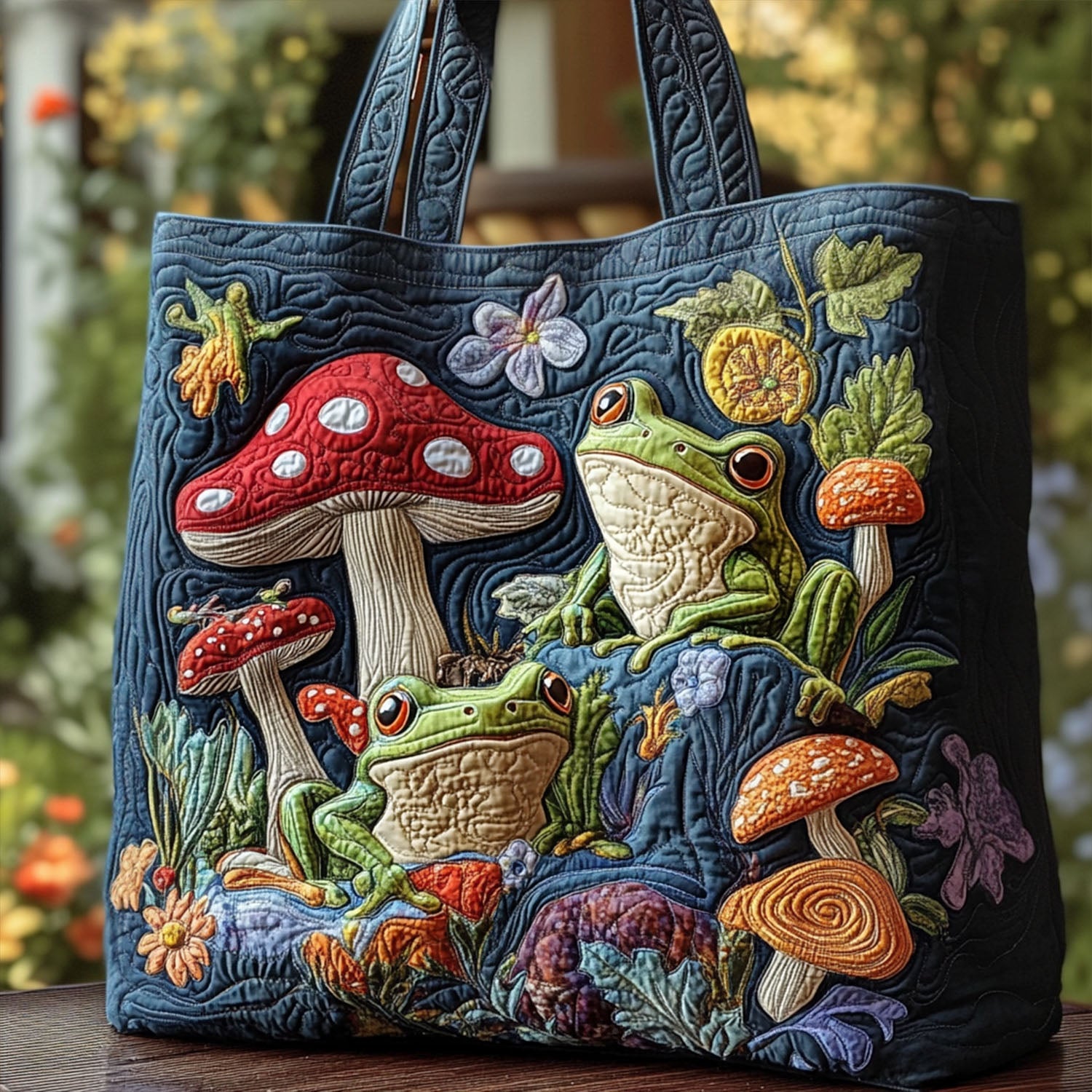 Hopscotch Haven Quilted Tote Bag Frog Gifts For Him