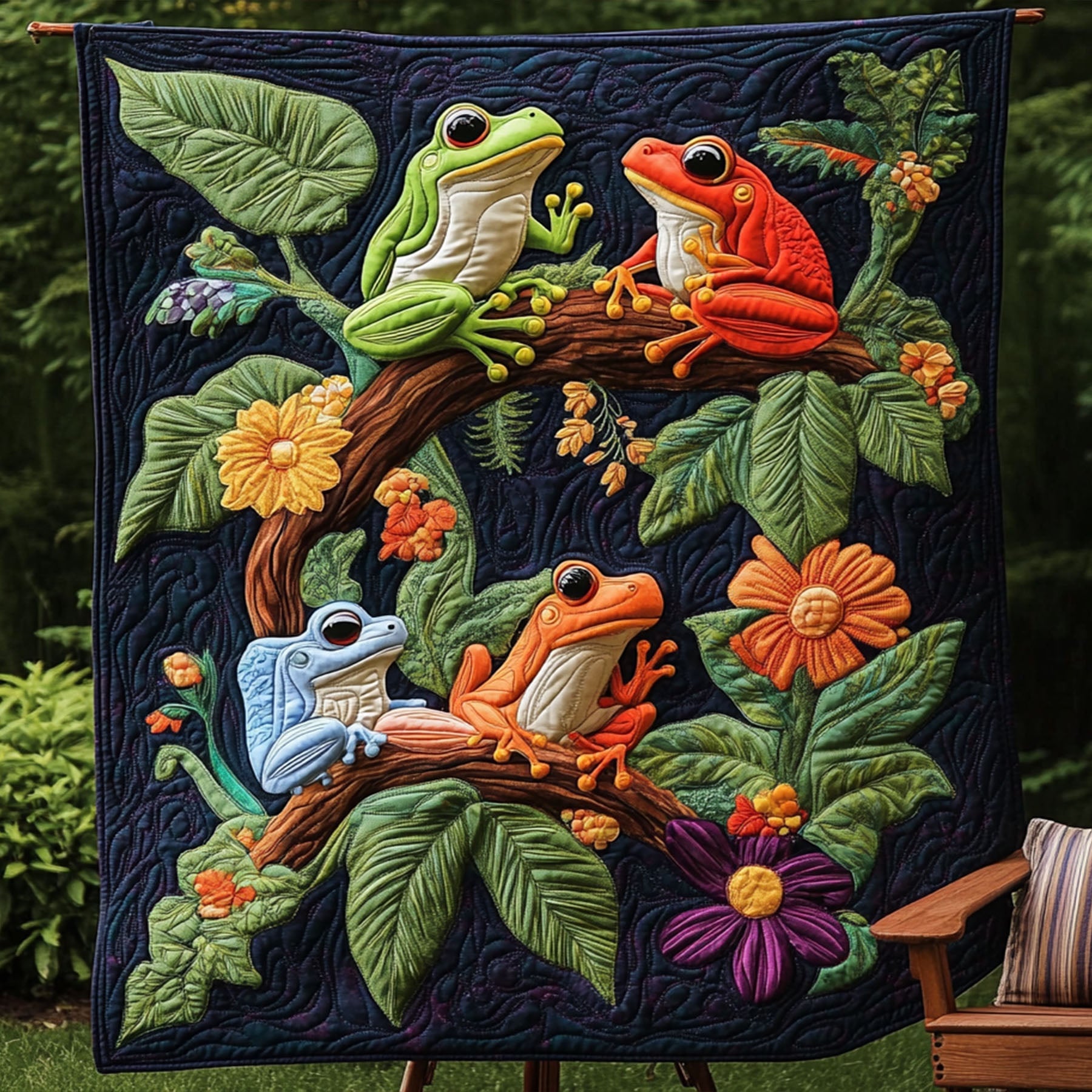 Hopscotch Hideaway Quilted Blanket Nice Throw Blanket Frog Gifts For Him