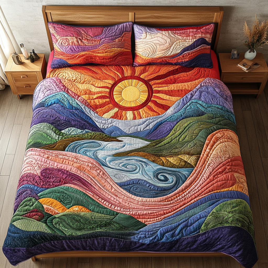 Horizon Bliss Quilted Bedding Set Perfect Bedding Gift Set for Holiday Celebrations