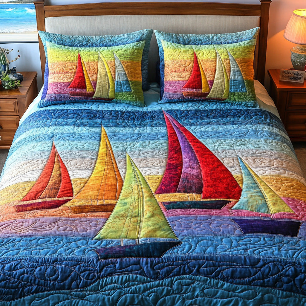 Horizon Drift Quilted Bedding Set Bed Decor Best Gifts For Sailboat Owners