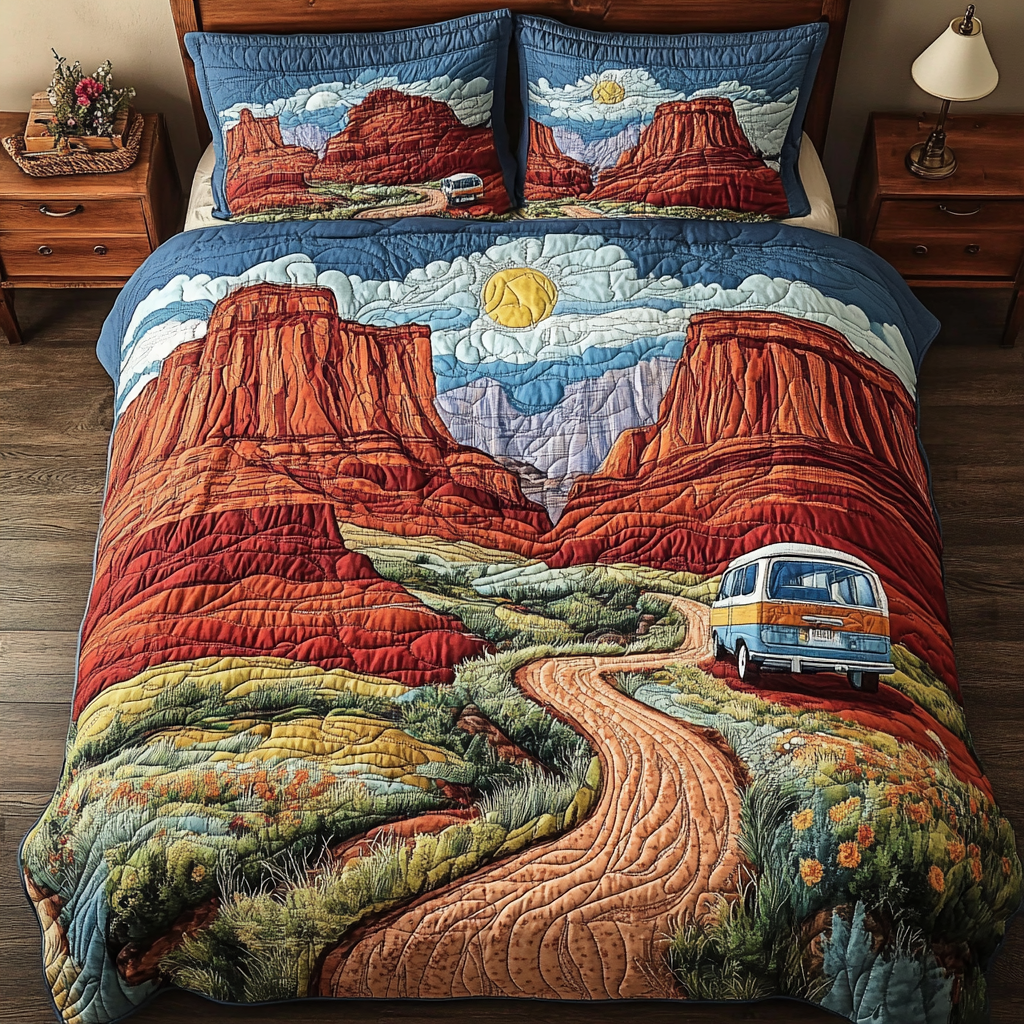 Horizon Heat Quilted Bedding Set Best Bed Sheet Set Gift For Cactus Lover