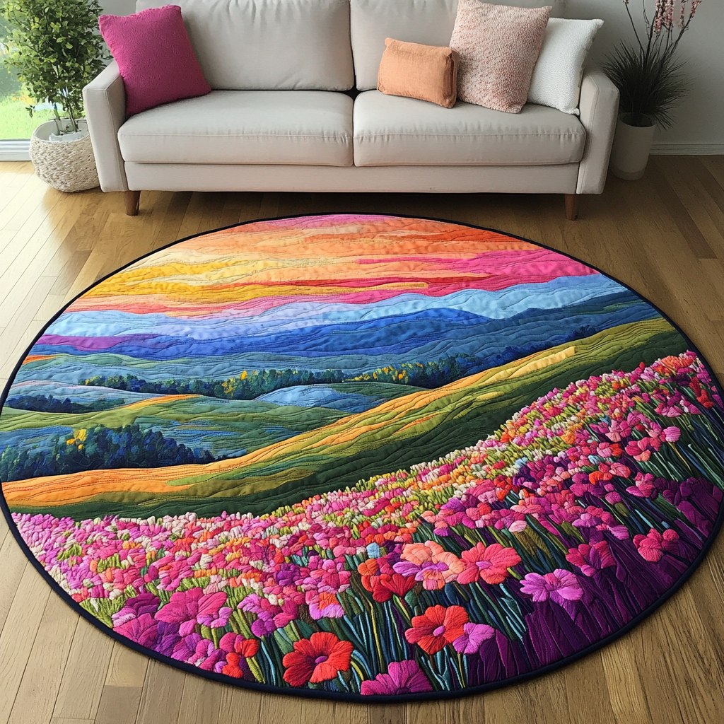 Horizon Line Quilted Round Mat Entry Way Ideas Sunflower Throws