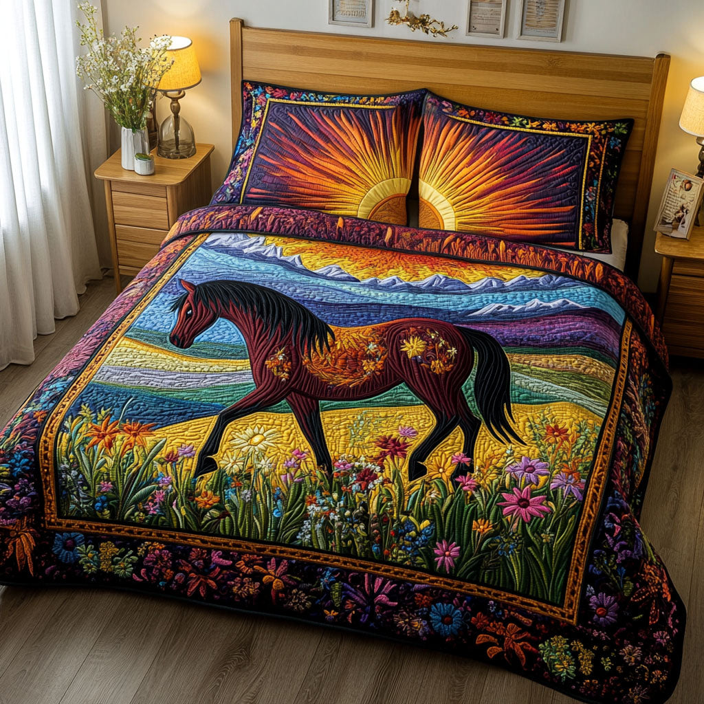 Horizon Rider Quilted Bedding Set Bed Room Decoration Useful Gifts For Horse Owners