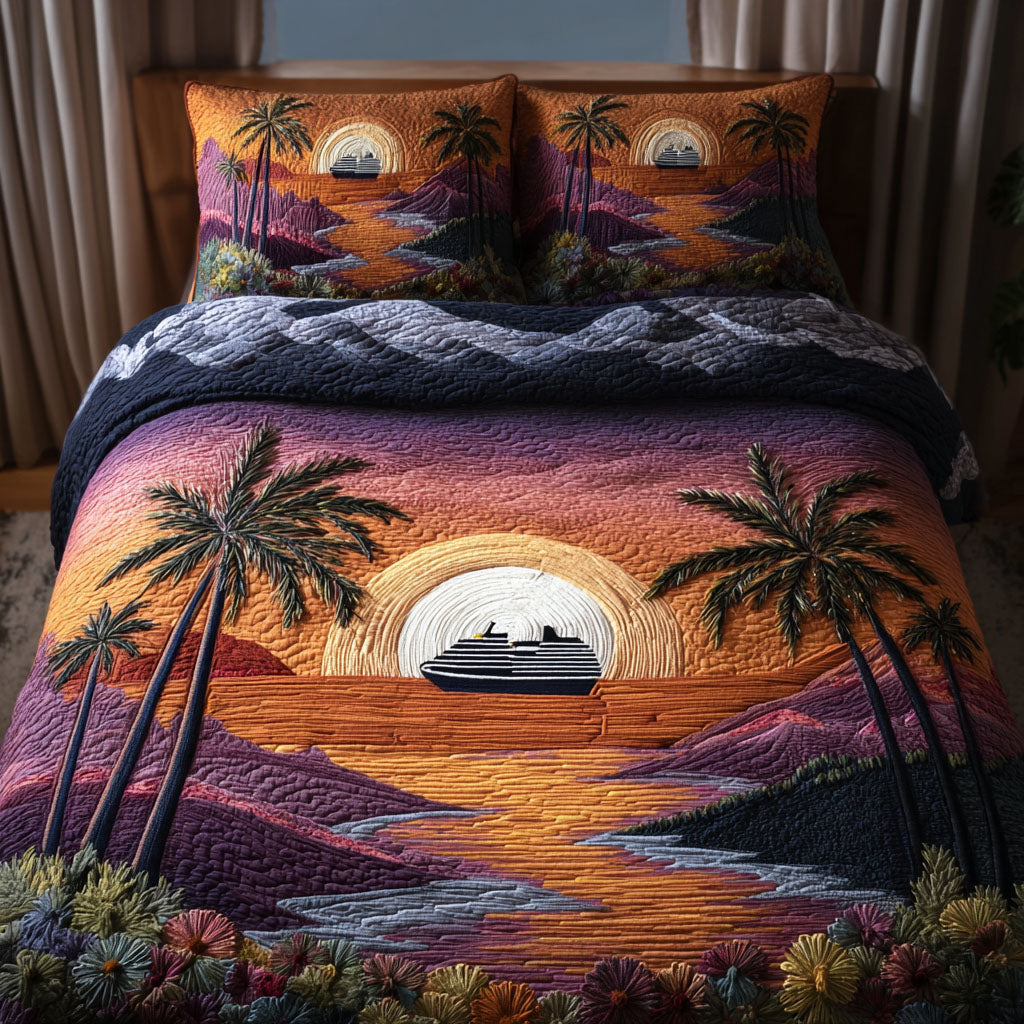 Horizon Seeker Quilted Bedding Set Bed Room Decoration Ocean Themed Presents