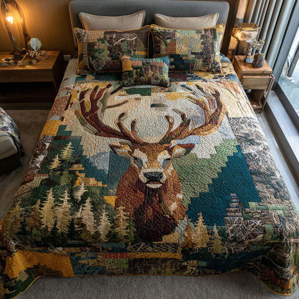 Horned Glory Quilted Bedding Set Bed Decorations Top Gifts For Deer Hunters
