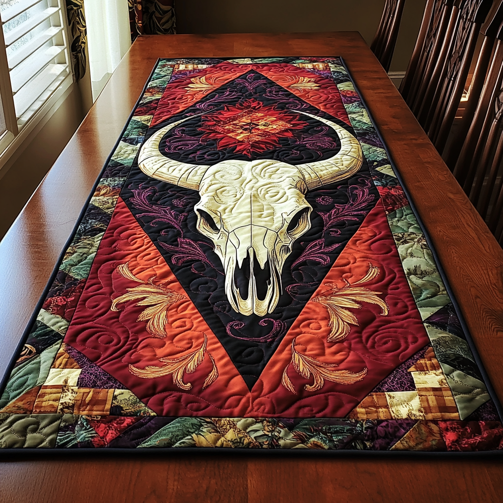 Horned Legend Quilted Table Runner Dining Table Ideas Country And Western Gifts