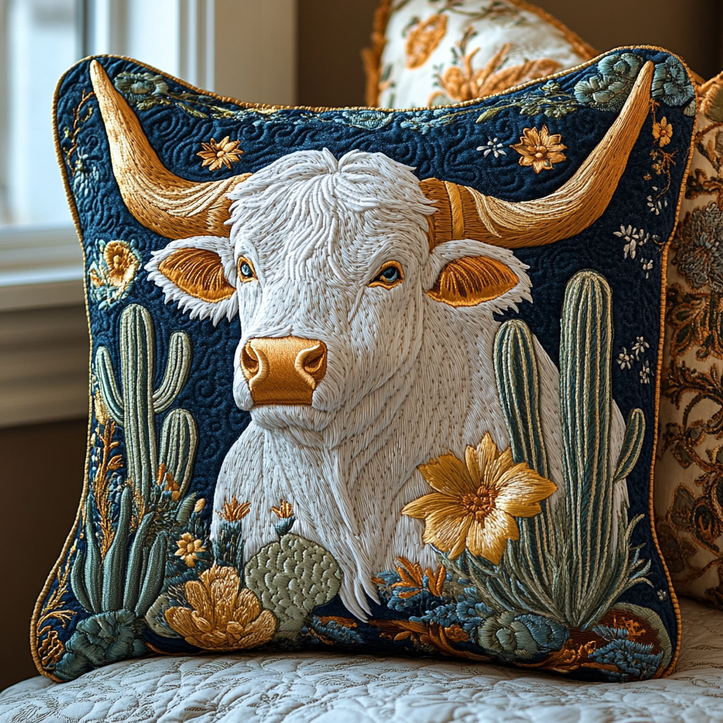Horned Majesty Quilted Pillow Case Decorative Pillow Cases Cat Person Gifts