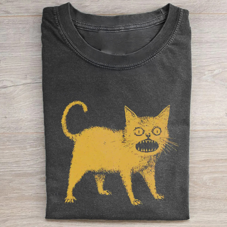 Horrible Japanese Cat T-Shirt Funny Japanese Style Cat Illustration Humorous Gift For Cat Lover