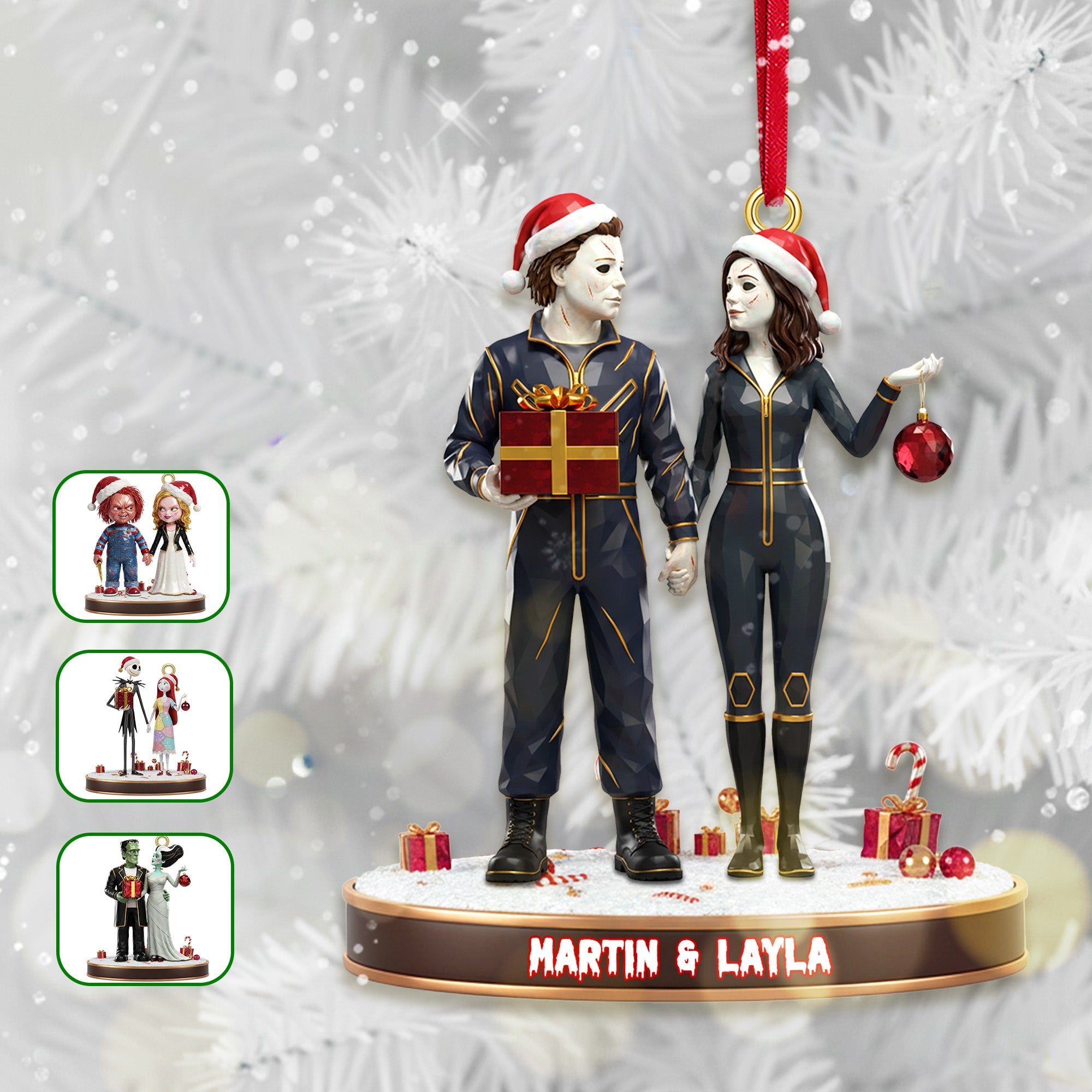 Horror Couple Ornament - Personalized Gift For Couple Christmas Ornament - Cute Christmas Tree Gift Idea