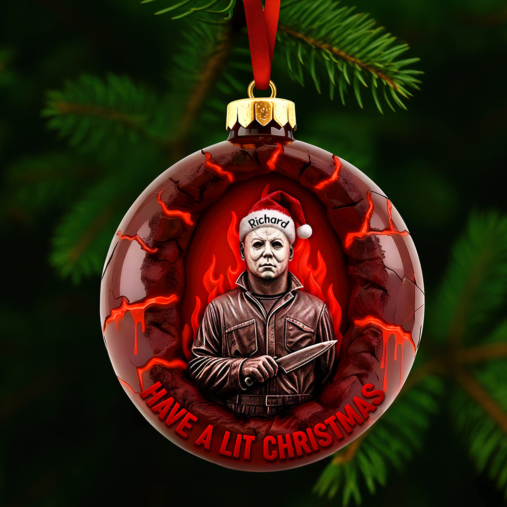 Horror Fire Christmas Ornament, Personalized Gifts For Horror Fans - Xmas Home Decoration Gift