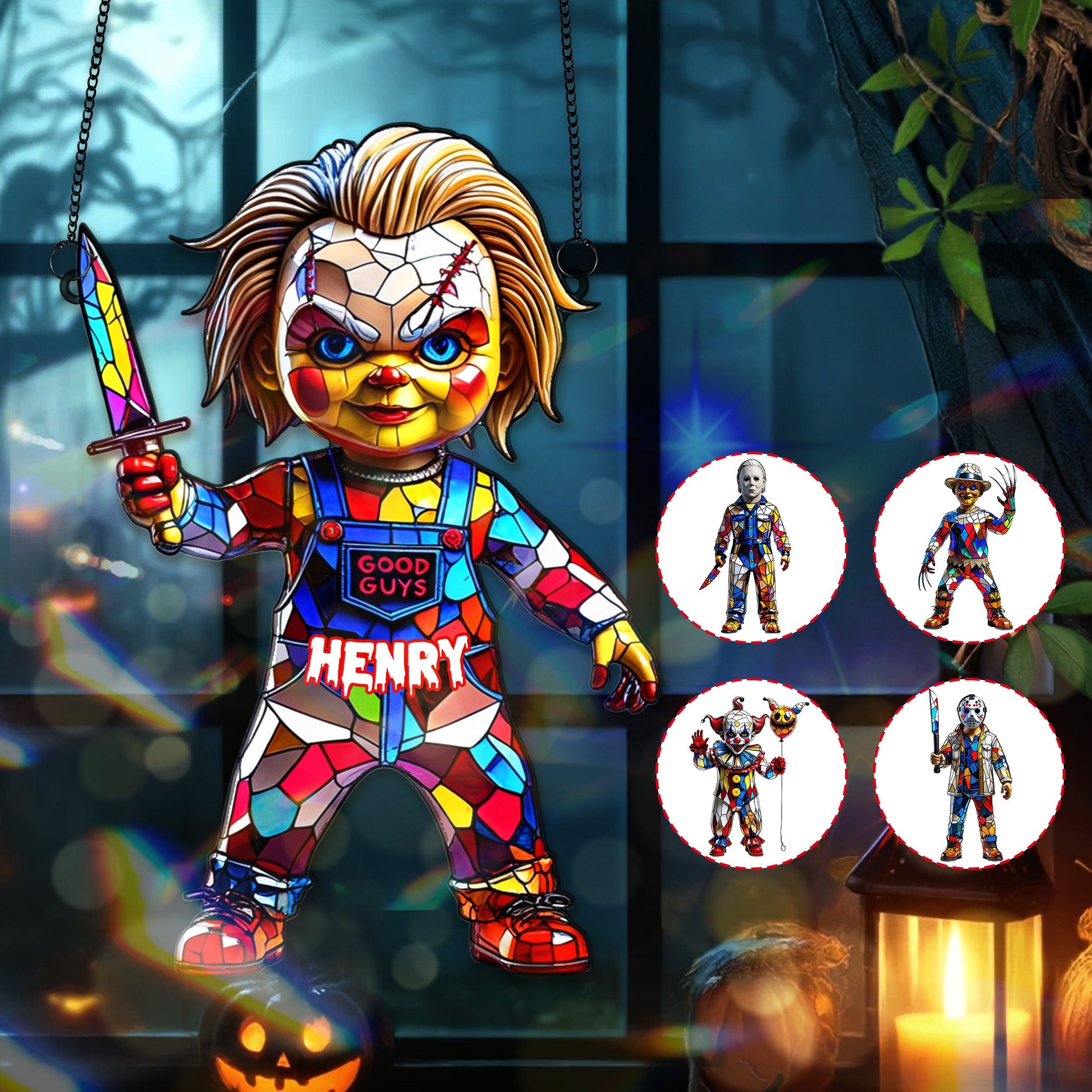 Horror Movie Halloween Suncatcher Ornament - Personalized Gifts For Halloween - Festive Holiday Keepsake Gift