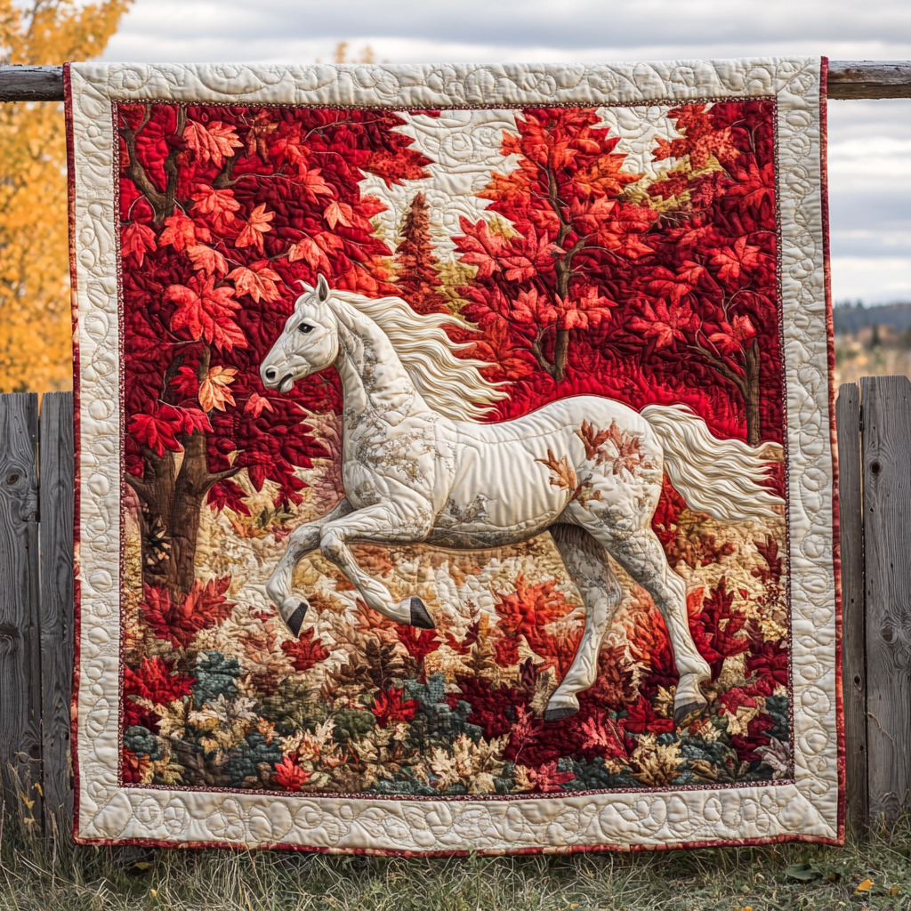 Horse Autumn Gallop Quilted Blanket Equestrian Birthday Gifts