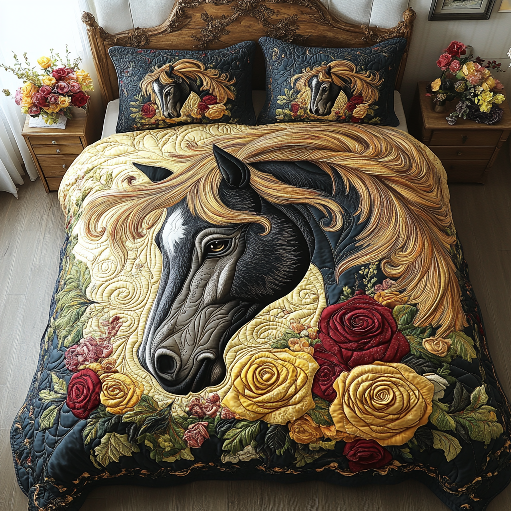 Horse Beauty Quilted Bedding Set Bed Decor Ideas Gift Ideas For A Horse Loving Woman