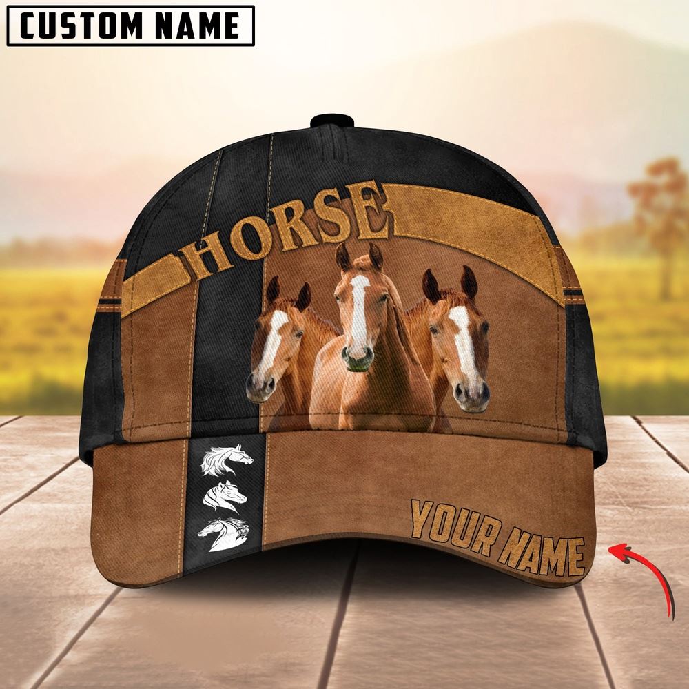 Horse Black Traffic Line Leather Pattern Customized 3D Cap Farm Cap Farmer Baseball Cap Gift For Farmer
