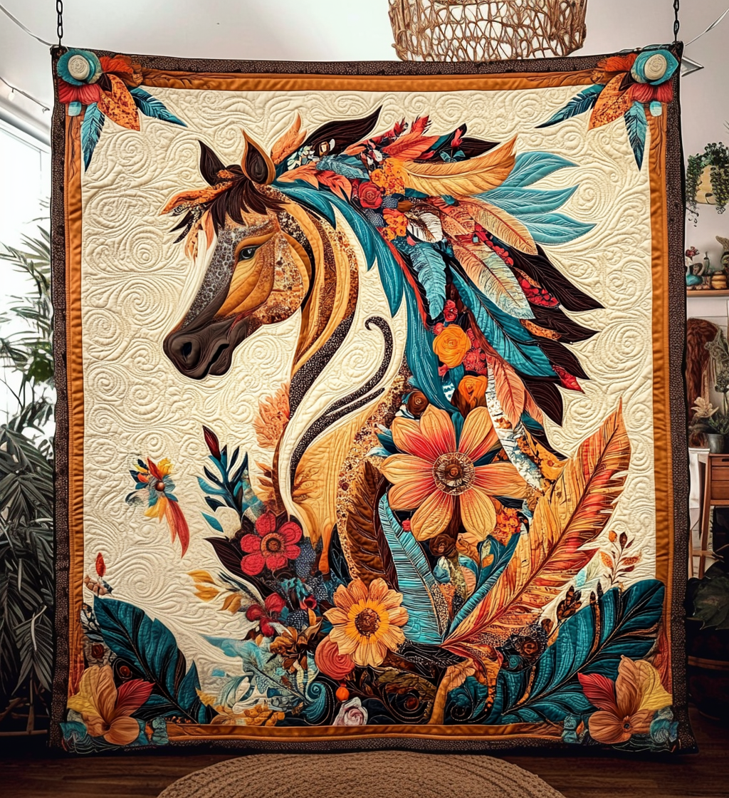 Horse Brave Quilted Blanket Gifts For Equestrian Riders