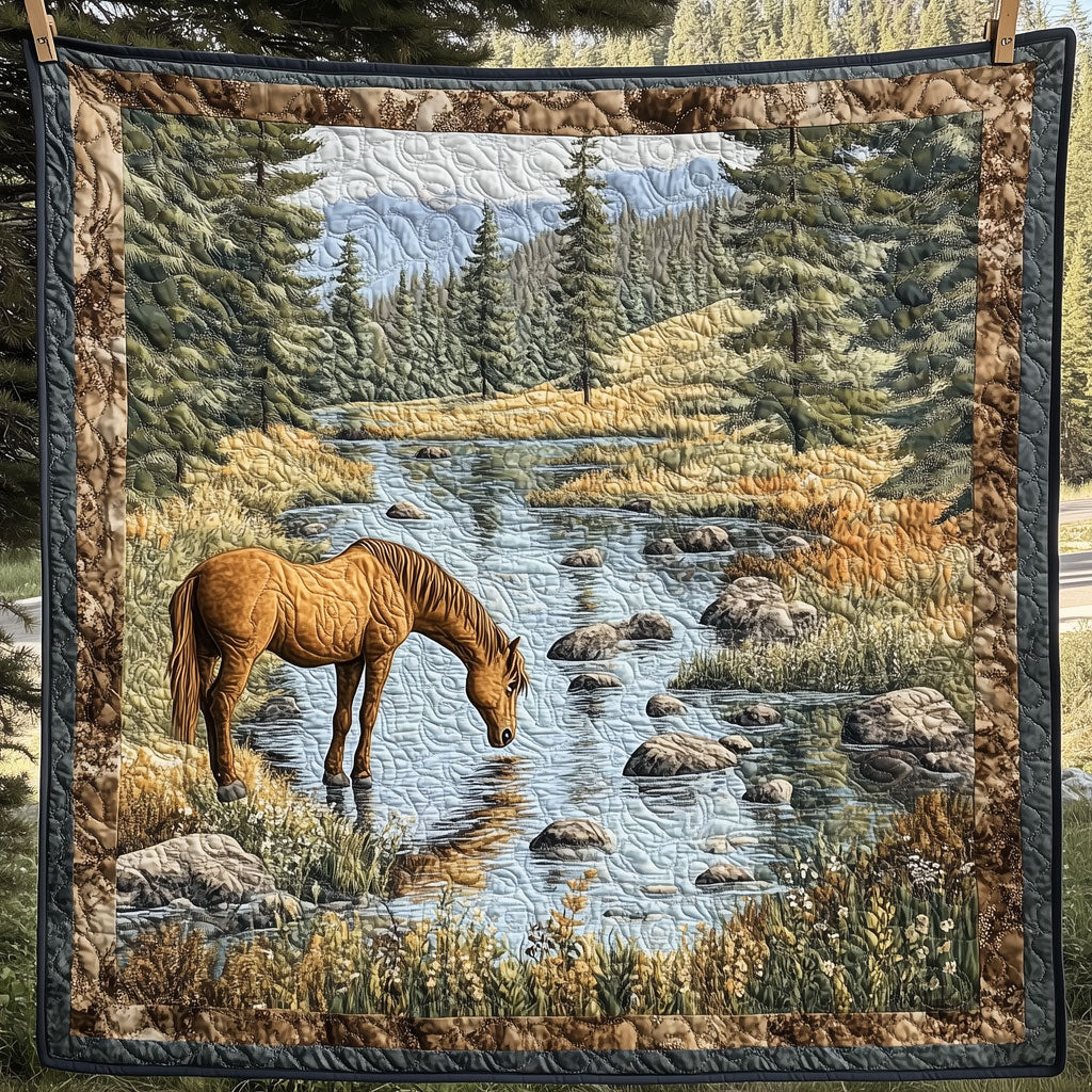 Horse By The Stream Quilt Blanket Throws For Couch Unique Horse Gifts For Ladies