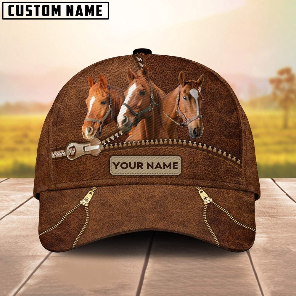 Horse Cattle Zipper Pattern Customized Name Cap Farm Cap Farmer Baseball Cap Gift For Farmer