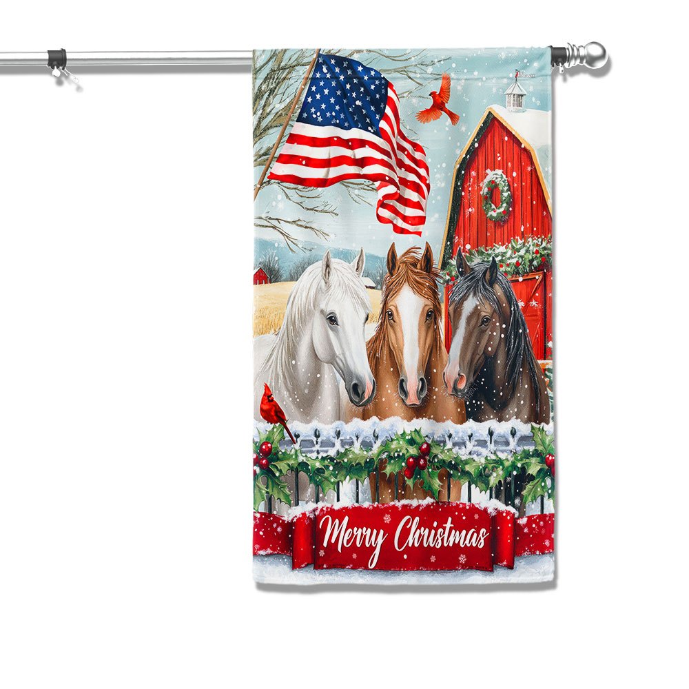 Horse Christmas Farm Animal Horse Flag
