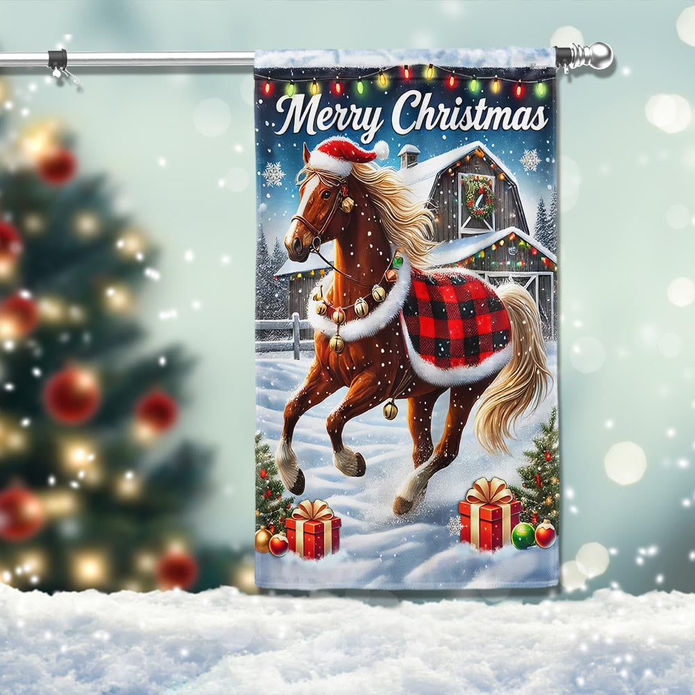 Horse Christmas Farm Merry Christmas Flag