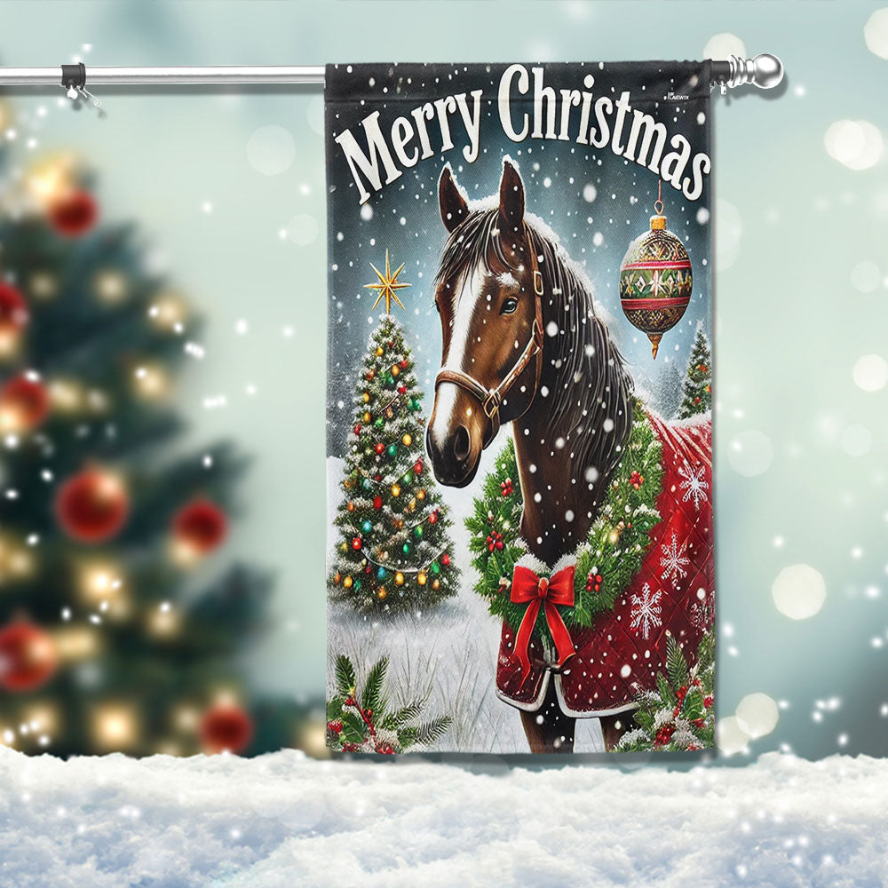 Horse Christmas Flag