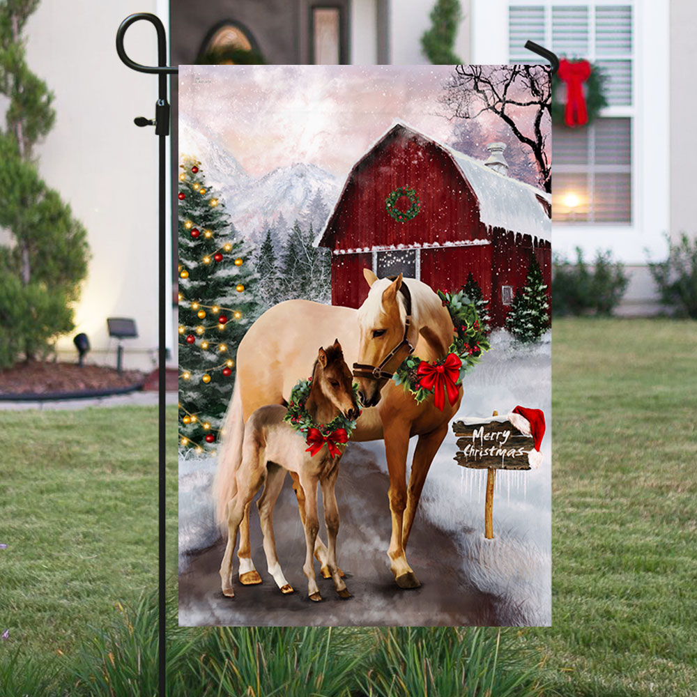 Horse Christmas Flag Merry Christmas