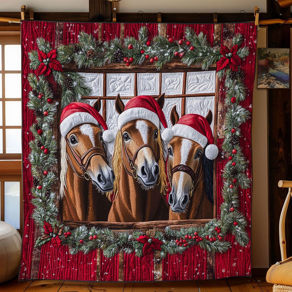 Horse Christmas Joy Quilt Perfect Holiday Gift for Blanket Lovers