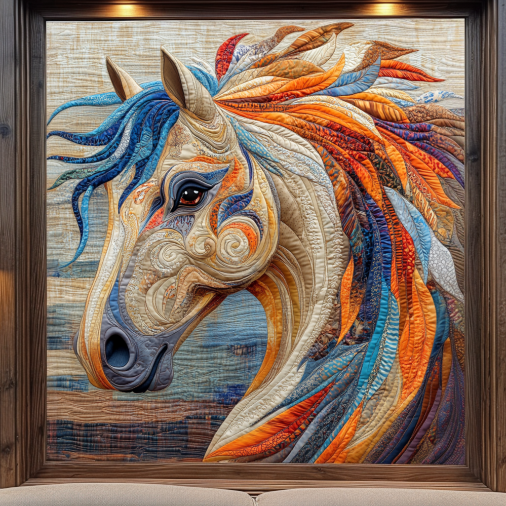 Horse Colorful Mane Quilted Blanket Gifts For Equestrian Riders