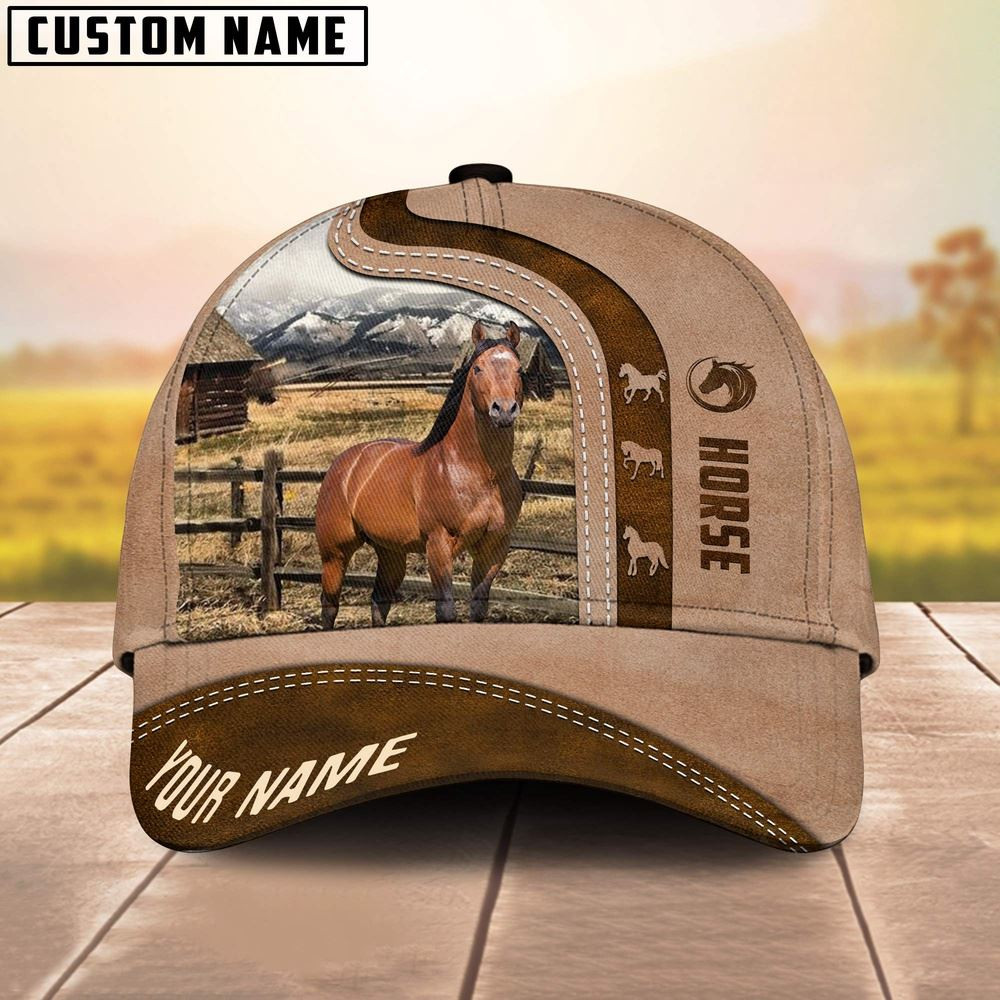 Horse Custom Name Light Brown Cap Farm Cap Farmer Baseball Cap Gift For Farmer