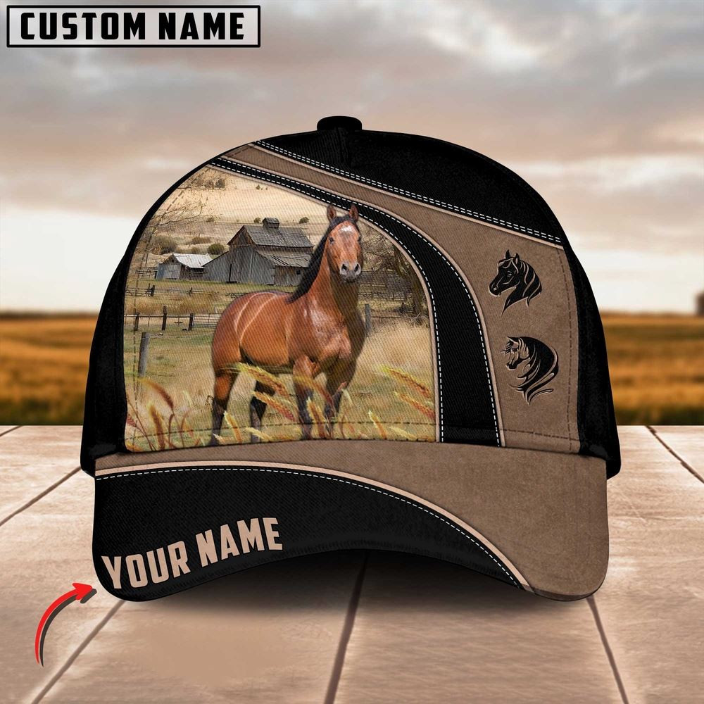 Horse Customized Name Black Brown Cap Farm Cap Farmer Baseball Cap Gift For Farmer