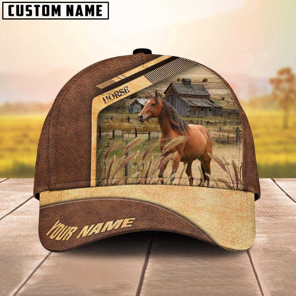 Horse Customized Name Brown Farm Cap Farm Cap Farmer Baseball Cap Gift For Farmer