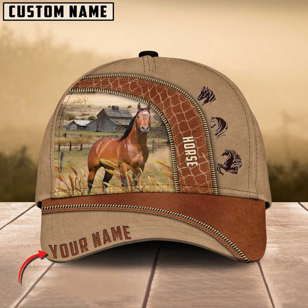 Horse Customized Name Light Brown Cap Farm Cap Farmer Baseball Cap Gift For Farmer