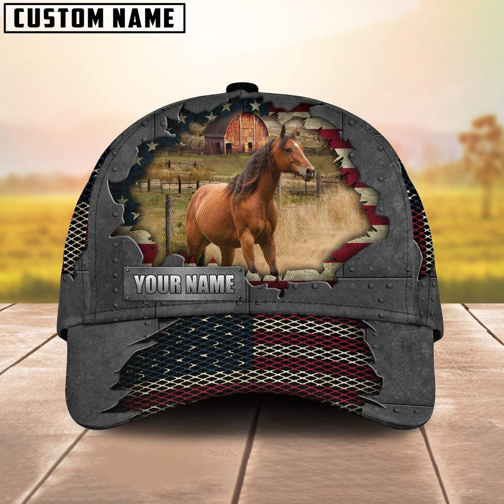 Horse Customized Name US Flag Net Cap Farm Cap Farmer Baseball Cap Gift For Farmer