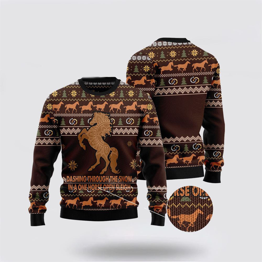 Horse Dashing Through The Snow Ugly Christmas Sweater Best Christmas Gifts For Women 2024