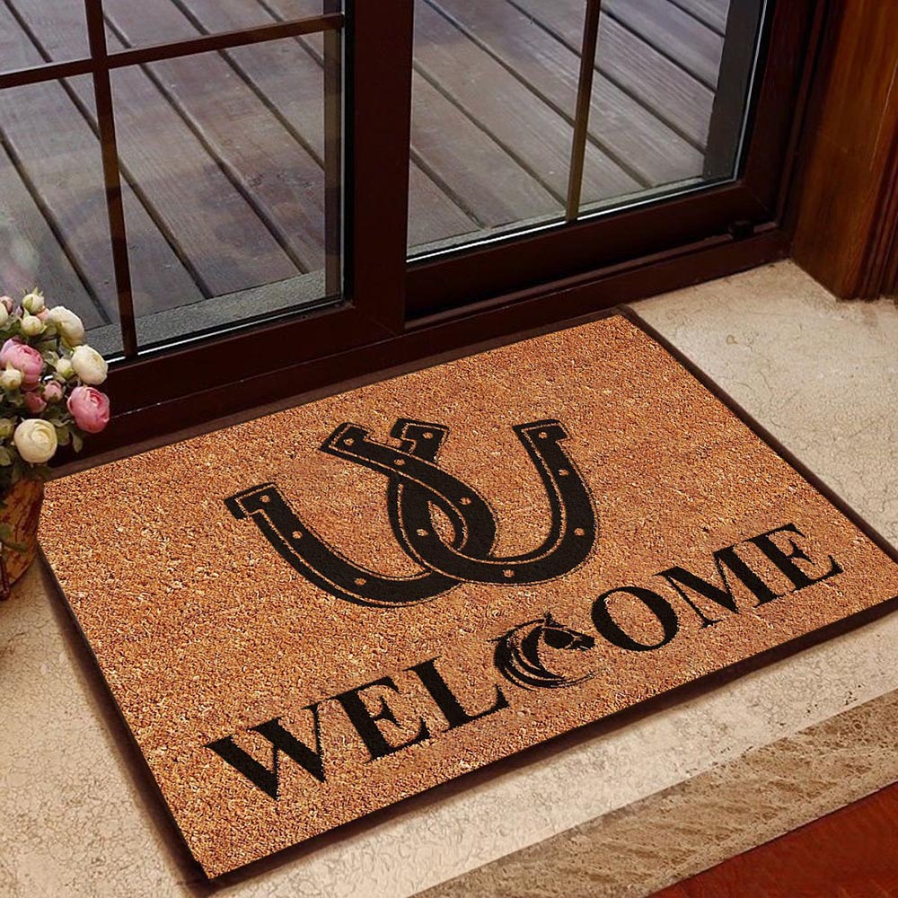 Horse Doormat Horseshoe Welcome Doormat