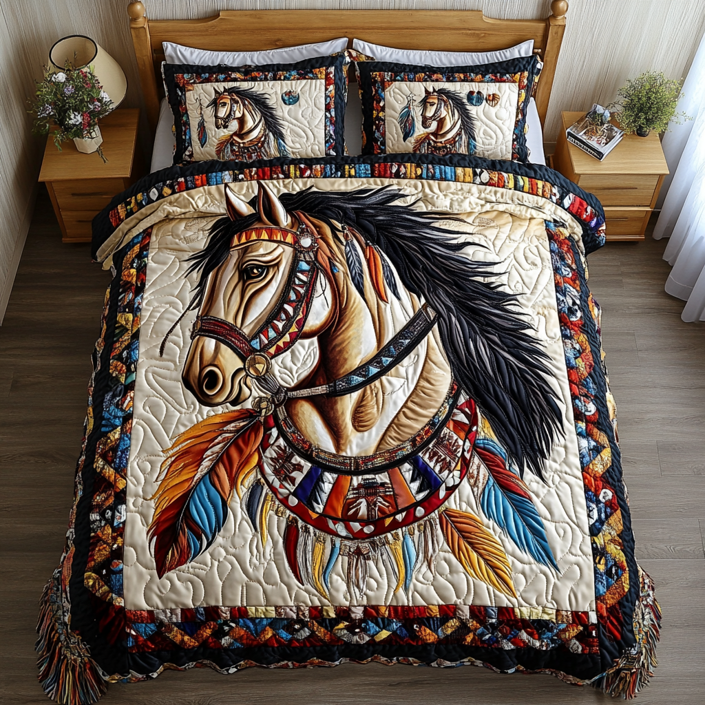 Horse Dream Quilted Bedding Set Bedspread Set Christmas Gifts For Horse Racing Lovers